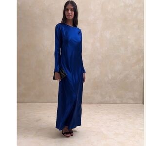 Banana Republic Cobalt Blue 100% Silk Maxi Dress